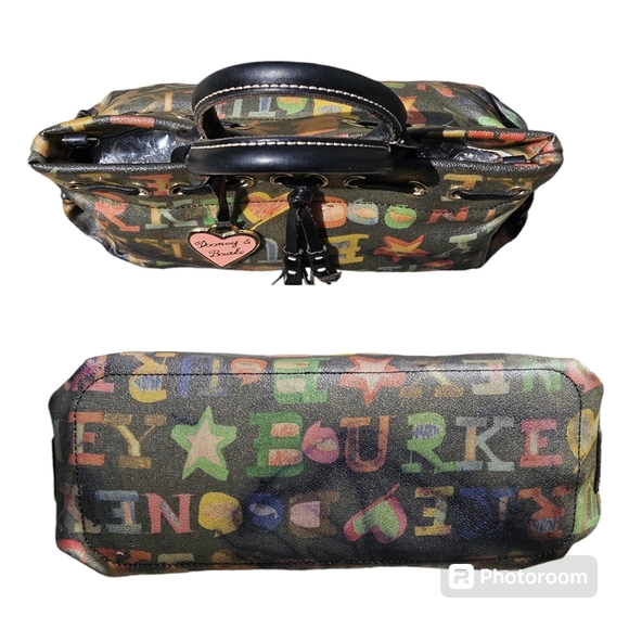 Dooney & Bourke Vintage Rainbow Doodle Black Tassle Tote - Picture 10 of 12